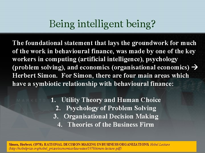 Being intelligent being? The foundational statement that lays the groundwork for much of the