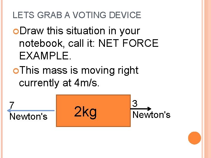 LETS GRAB A VOTING DEVICE Draw this situation in your notebook, call it: NET