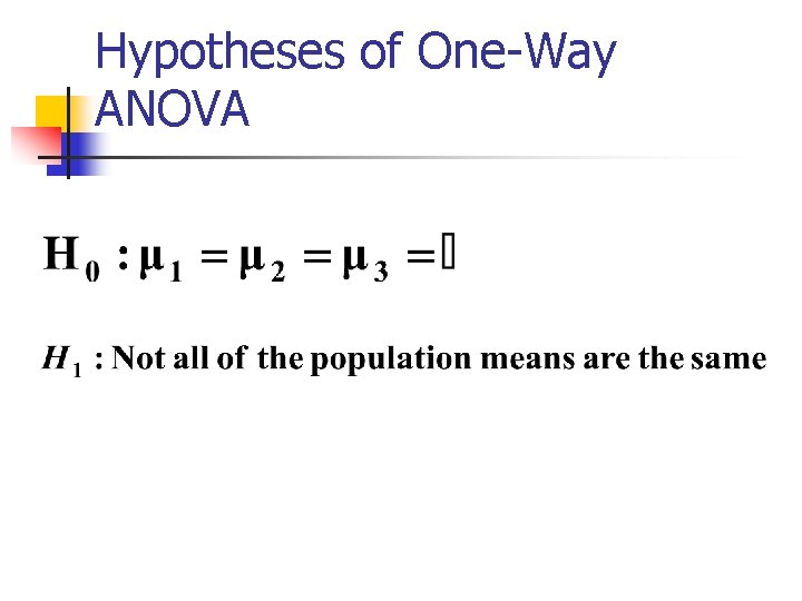 Hypotheses of One-Way ANOVA 