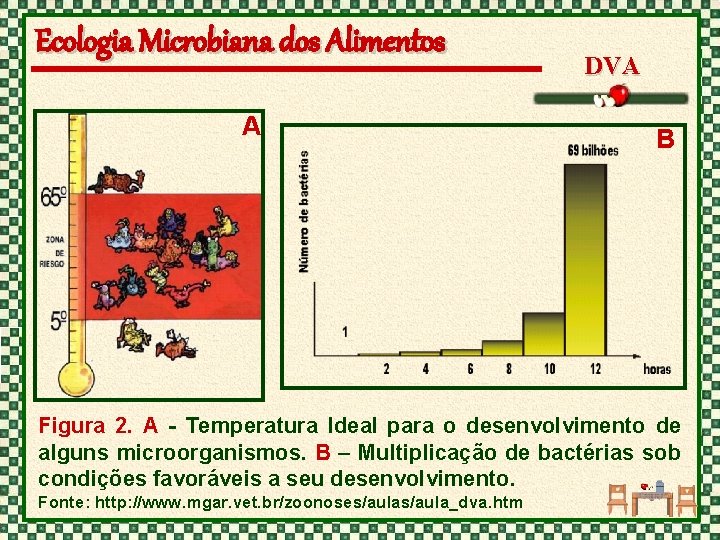 Ecologia Microbiana dos Alimentos A DVA B Figura 2. A - Temperatura Ideal para