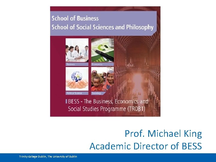Prof. Michael King Academic Director of BESS Trinity College Dublin, The University of Dublin