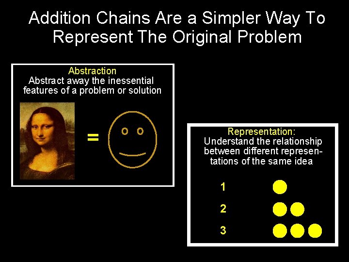 Addition Chains Are a Simpler Way To Represent The Original Problem Abstraction Abstract away