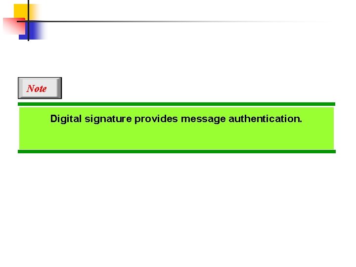 Note Digital signature provides message authentication. 