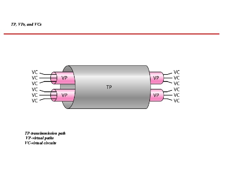 TP, VPs, and VCs TP-transimmission path VP-virtual paths VC-virtual circuits 