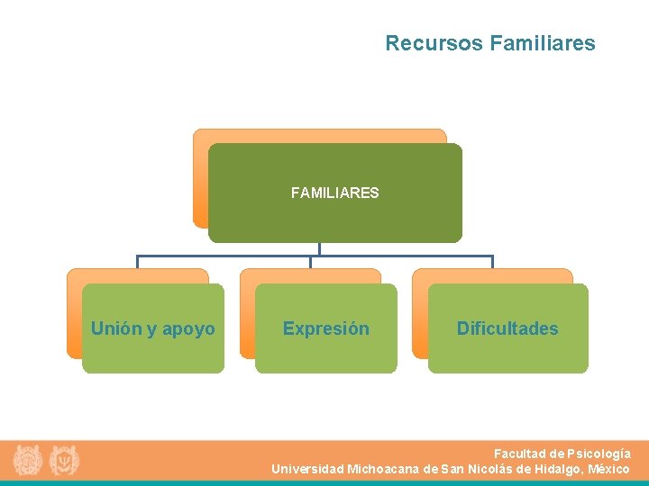 Recursos Familiares FAMILIARES Unión y apoyo Expresión Dificultades Facultad de Psicología Universidad Michoacana de