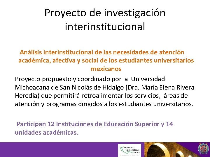 Proyecto de investigación interinstitucional Análisis interinstitucional de las necesidades de atención académica, afectiva y