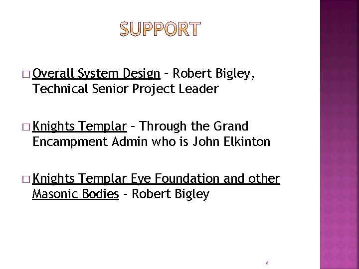 � Overall System Design – Robert Bigley, Technical Senior Project Leader � Knights Templar