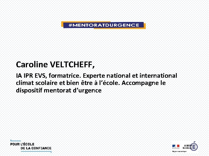 Caroline VELTCHEFF, IA IPR EVS, formatrice. Experte national et international climat scolaire et bien