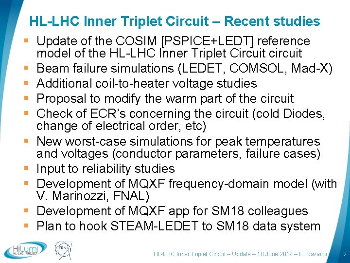 HL-LHC Inner Triplet Circuit – Recent studies § Update of the COSIM [PSPICE+LEDT] reference