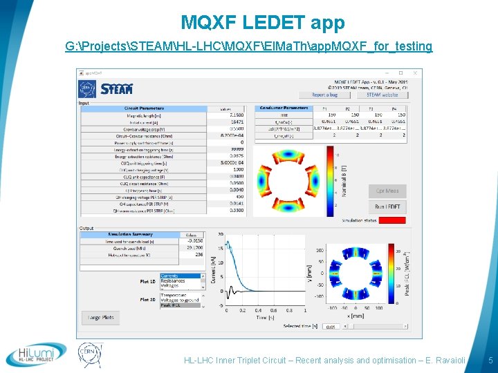 MQXF LEDET app G: ProjectsSTEAMHL-LHCMQXFEl. Ma. Thapp. MQXF_for_testing logo area HL-LHC Inner Triplet Circuit