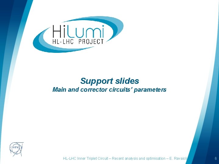 Support slides Main and corrector circuits’ parameters logo area HL-LHC Inner Triplet Circuit –