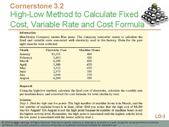 Cornerstone 3. 2 High-Low Method to Calculate Fixed Cost, Variable Rate and Cost Formula