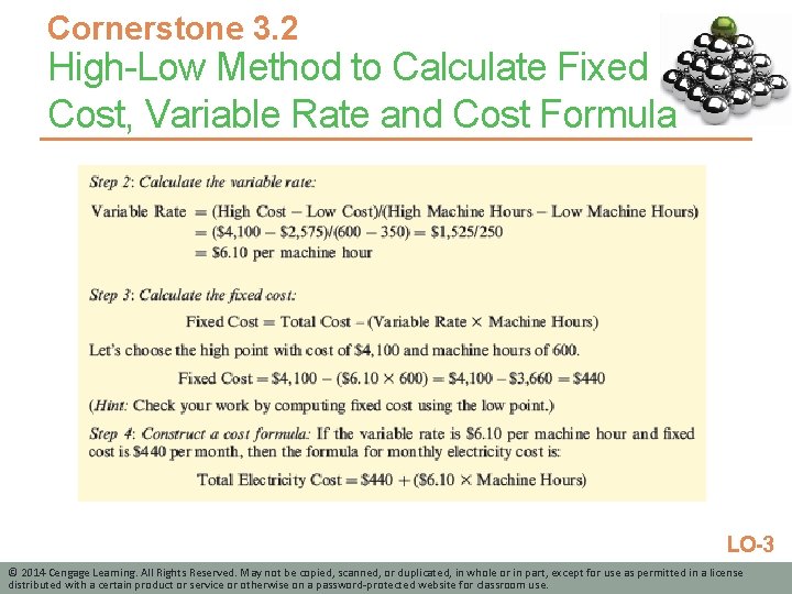 Cornerstone 3. 2 High-Low Method to Calculate Fixed Cost, Variable Rate and Cost Formula
