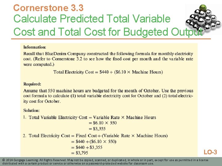 Cornerstone 3. 3 Calculate Predicted Total Variable Cost and Total Cost for Budgeted Output