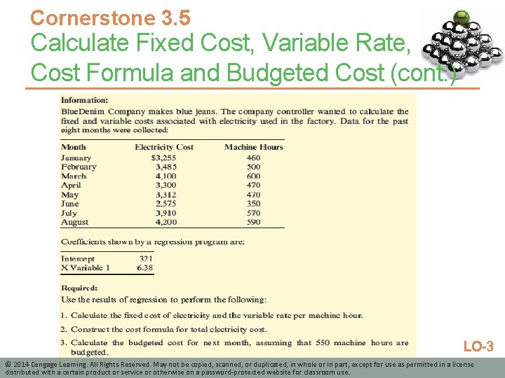 Cornerstone 3. 5 Calculate Fixed Cost, Variable Rate, Cost Formula and Budgeted Cost (cont.