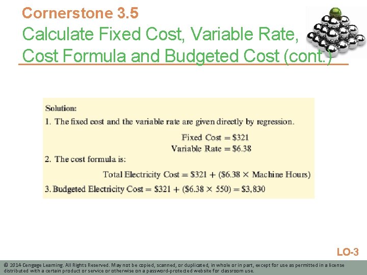 Cornerstone 3. 5 Calculate Fixed Cost, Variable Rate, Cost Formula and Budgeted Cost (cont.