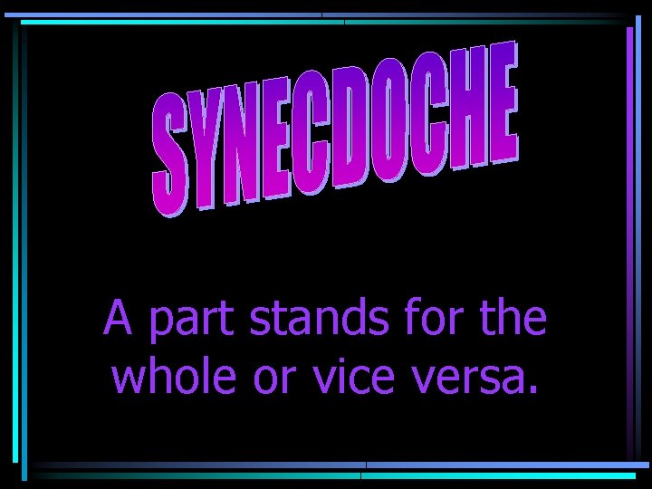 A part stands for the whole or vice versa. 