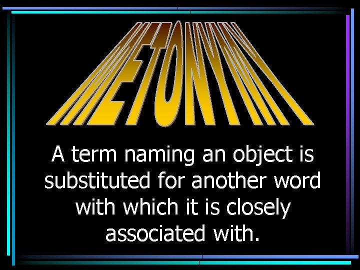 A term naming an object is substituted for another word with which it is