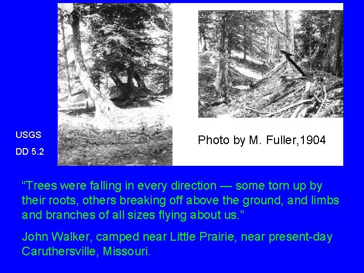USGS DD 5. 2 Photo by M. Fuller, 1904 “Trees were falling in every