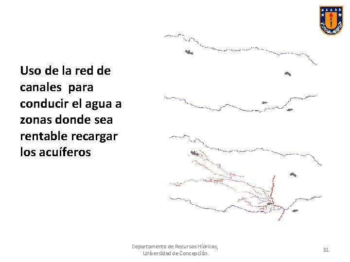 Uso de la red de canales para conducir el agua a zonas donde sea