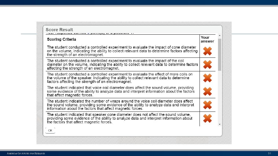 AMERICAN INSTITUTES FOR RESEARCH 31 