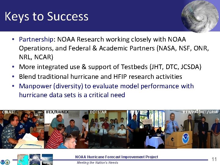 Keys to Success • Partnership: NOAA Research working closely with NOAA Operations, and Federal