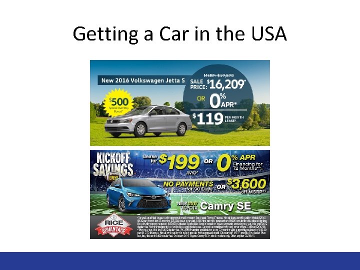 Getting a Car in the USA 