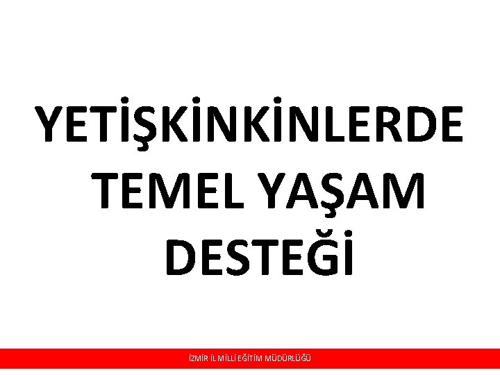 YETİŞKİNKİNLERDE TEMEL YAŞAM DESTEĞİ İZMİR İL MİLLİ EĞİTİM MÜDÜRLÜĞÜ 