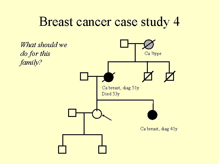 Breast cancer case study 4 What should we do for this family? Ca ?