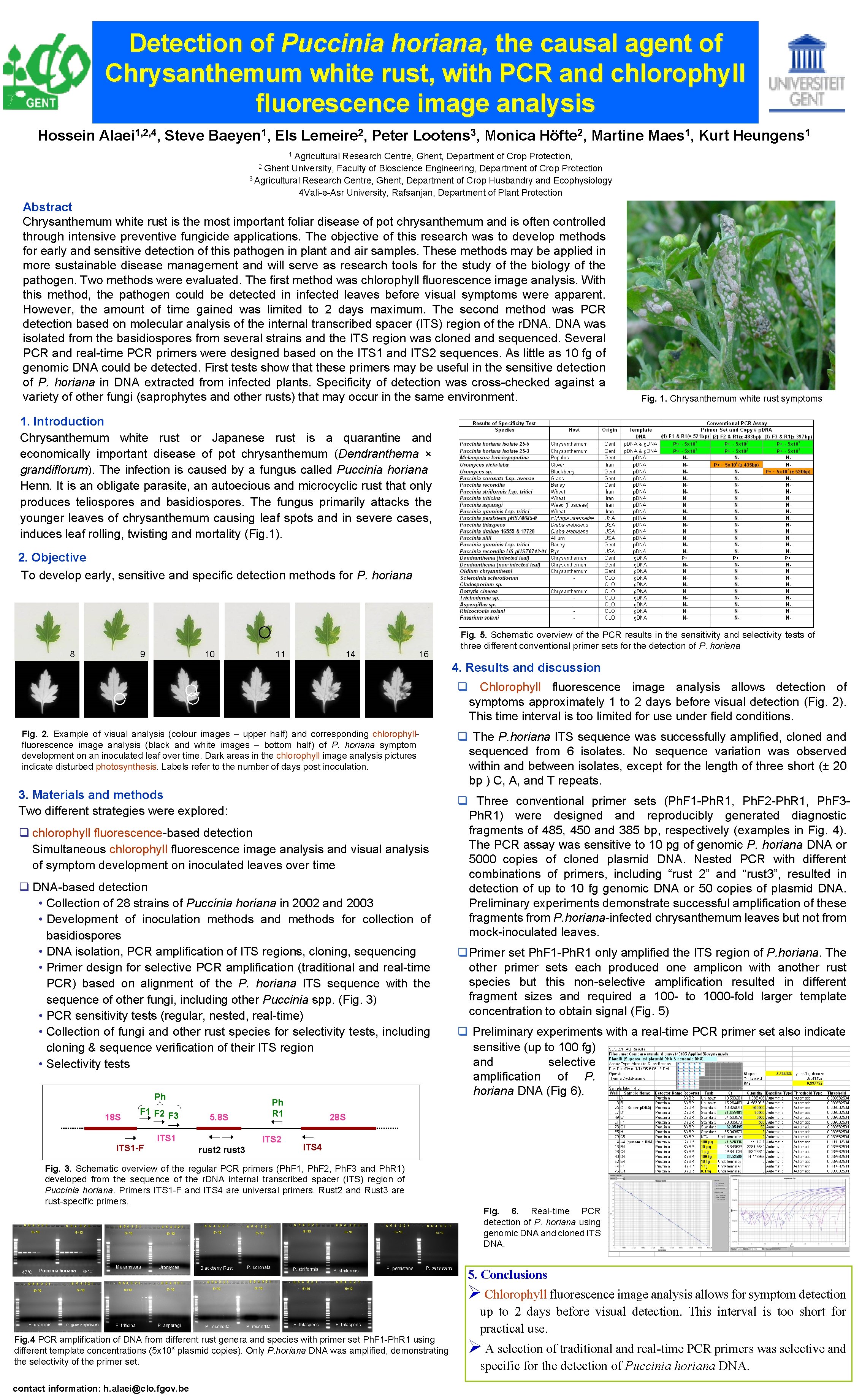 Detection of Puccinia horiana, the causal agent of Chrysanthemum white rust, with PCR and