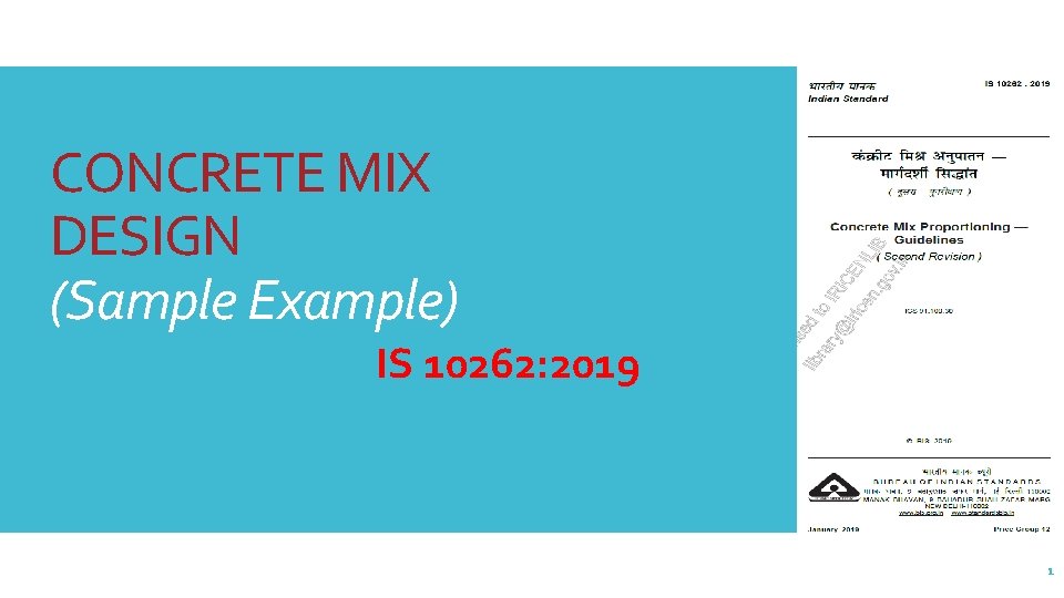 CONCRETE MIX DESIGN (Sample Example) IS 10262: 2019 1 