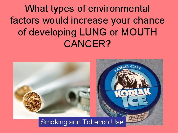 What types of environmental factors would increase your chance of developing LUNG or MOUTH