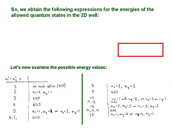 So, we obtain the following expressions for the energies of the allowed quantum states