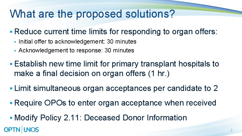 What are the proposed solutions? § Reduce § § current time limits for responding What are the proposed solutions? § Reduce § § current time limits for responding