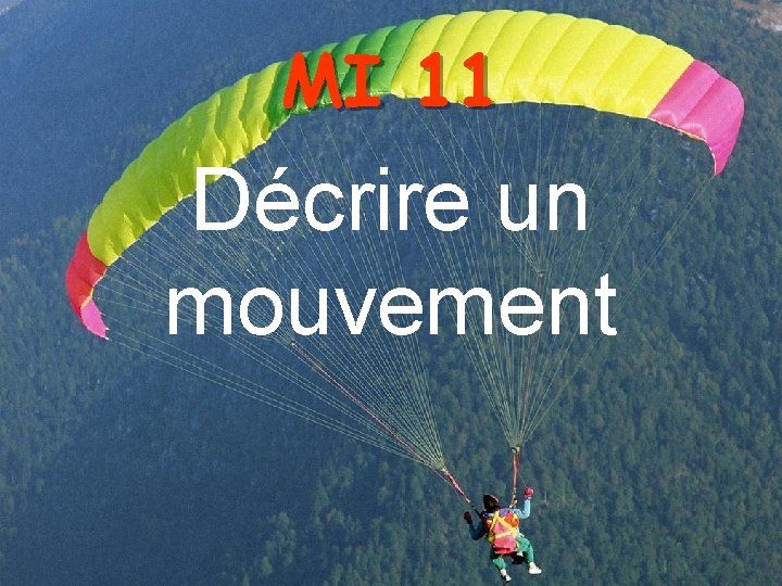 MI 11 Décrire un mouvement MI 11 Décrire un mouvement