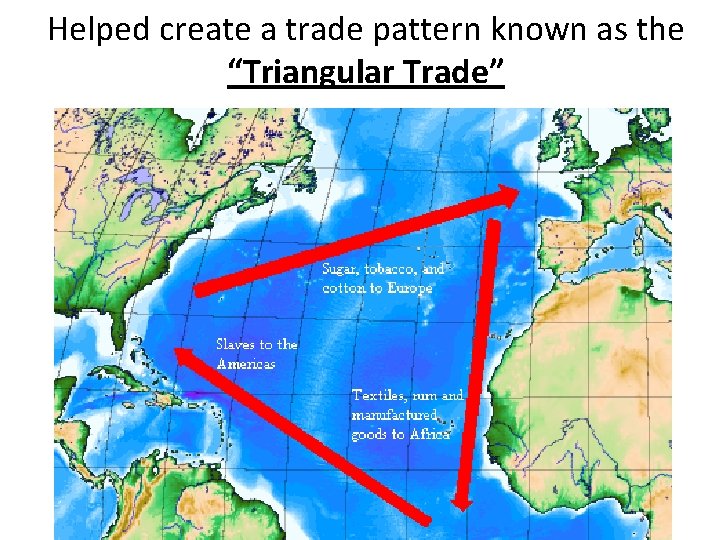 Helped create a trade pattern known as the “Triangular Trade” 