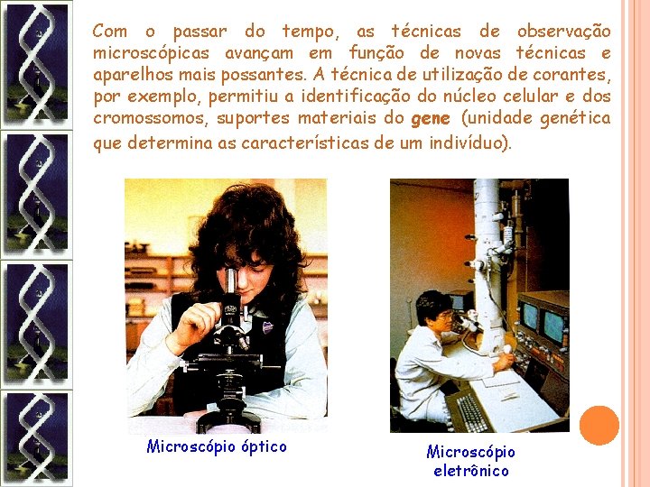 Com o passar do tempo, as técnicas de observação microscópicas avançam em função de