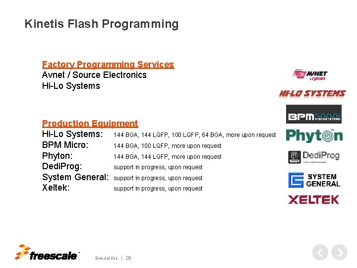 Kinetis Flash Programming Factory Programming Services Avnet / Source Electronics Hi-Lo Systems Production Equipment
