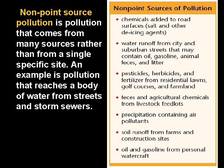 Non-point source pollution is pollution that comes from many sources rather than from a