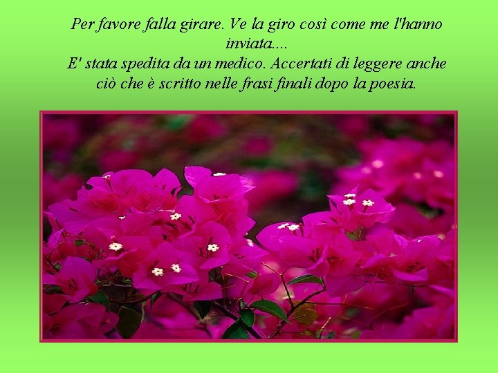 Per favore falla girare. Ve la giro così come me l'hanno inviata. . E'