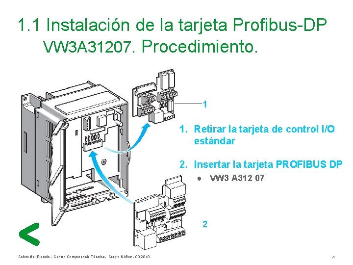 1. 1 Instalación de la tarjeta Profibus-DP VW 3 A 31207. Procedimiento. 1. Retirar