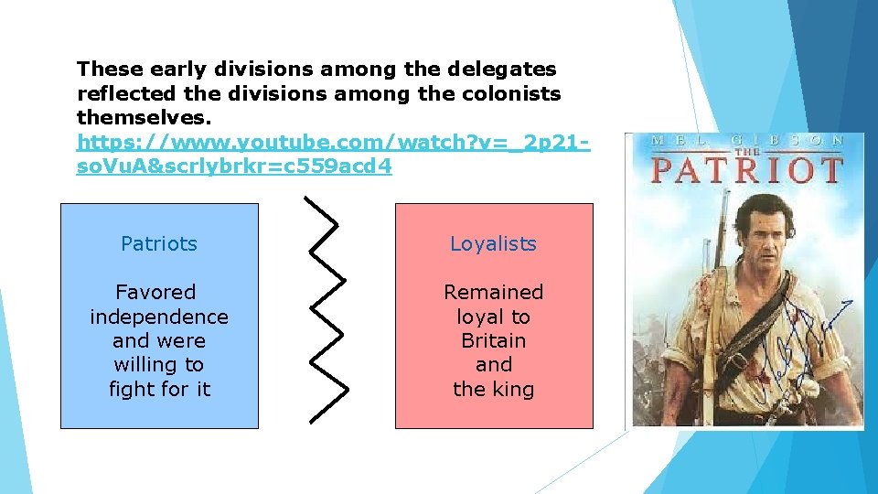 These early divisions among the delegates reflected the divisions among the colonists themselves. https: