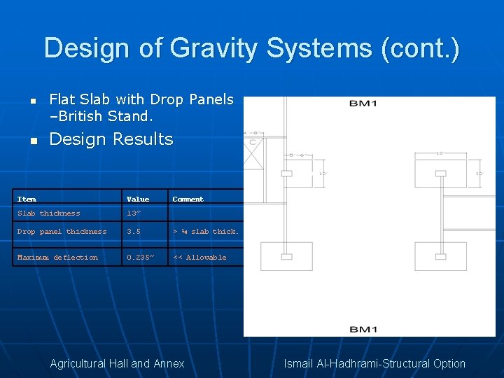 Design of Gravity Systems (cont. ) n n Flat Slab with Drop Panels –British