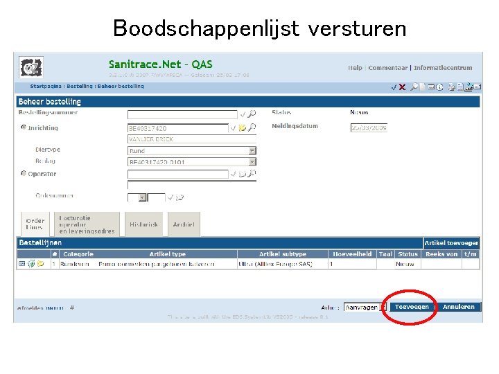 Boodschappenlijst versturen 