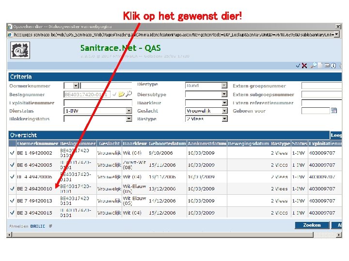 Klik op het gewenst dier! 