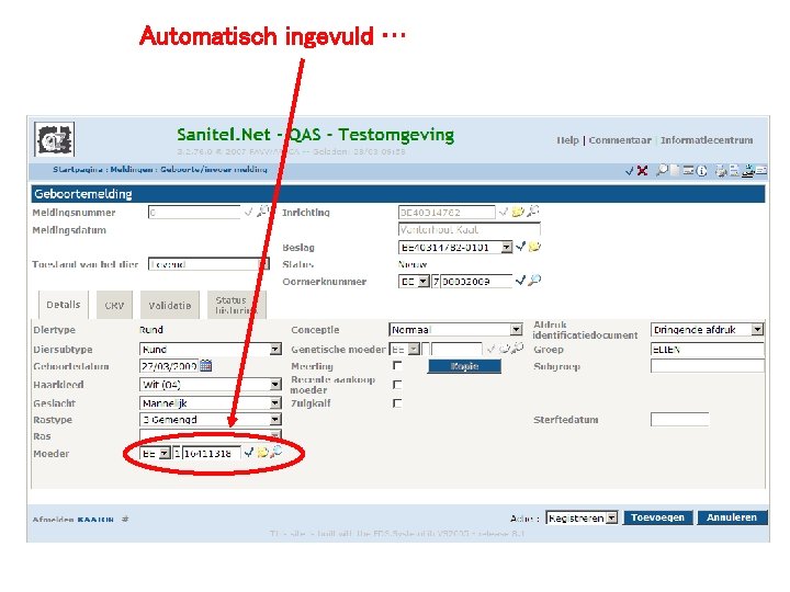 Automatisch ingevuld … 