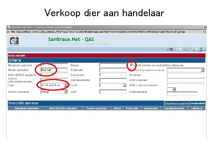 Verkoop dier aan handelaar 