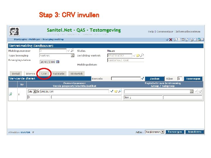 Stap 3: CRV invullen 