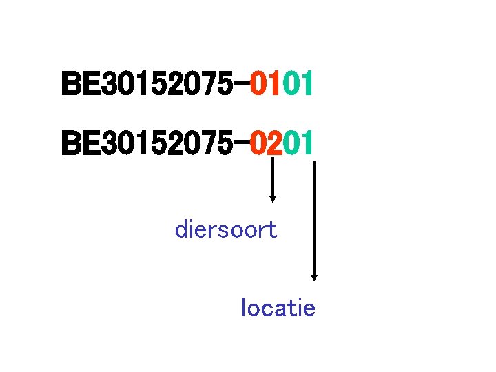 BE 30152075 -0101 BE 30152075 -0201 diersoort locatie 