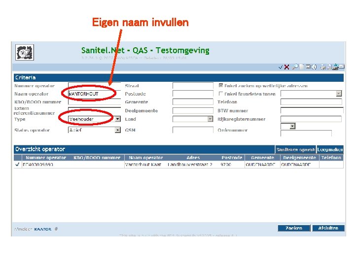 Eigen naam invullen 
